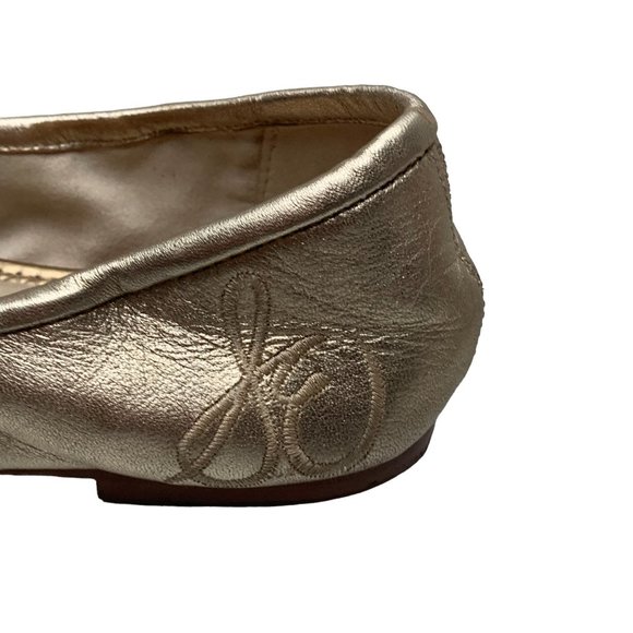 SAM‎ EDELMAN Felicia Gold Leather Slip On Ballet Flats - Picture 2 of 10